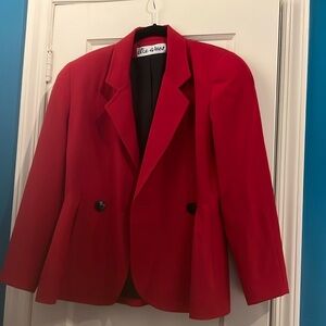 Vintage red double breasted peplum jacket, Sz 6